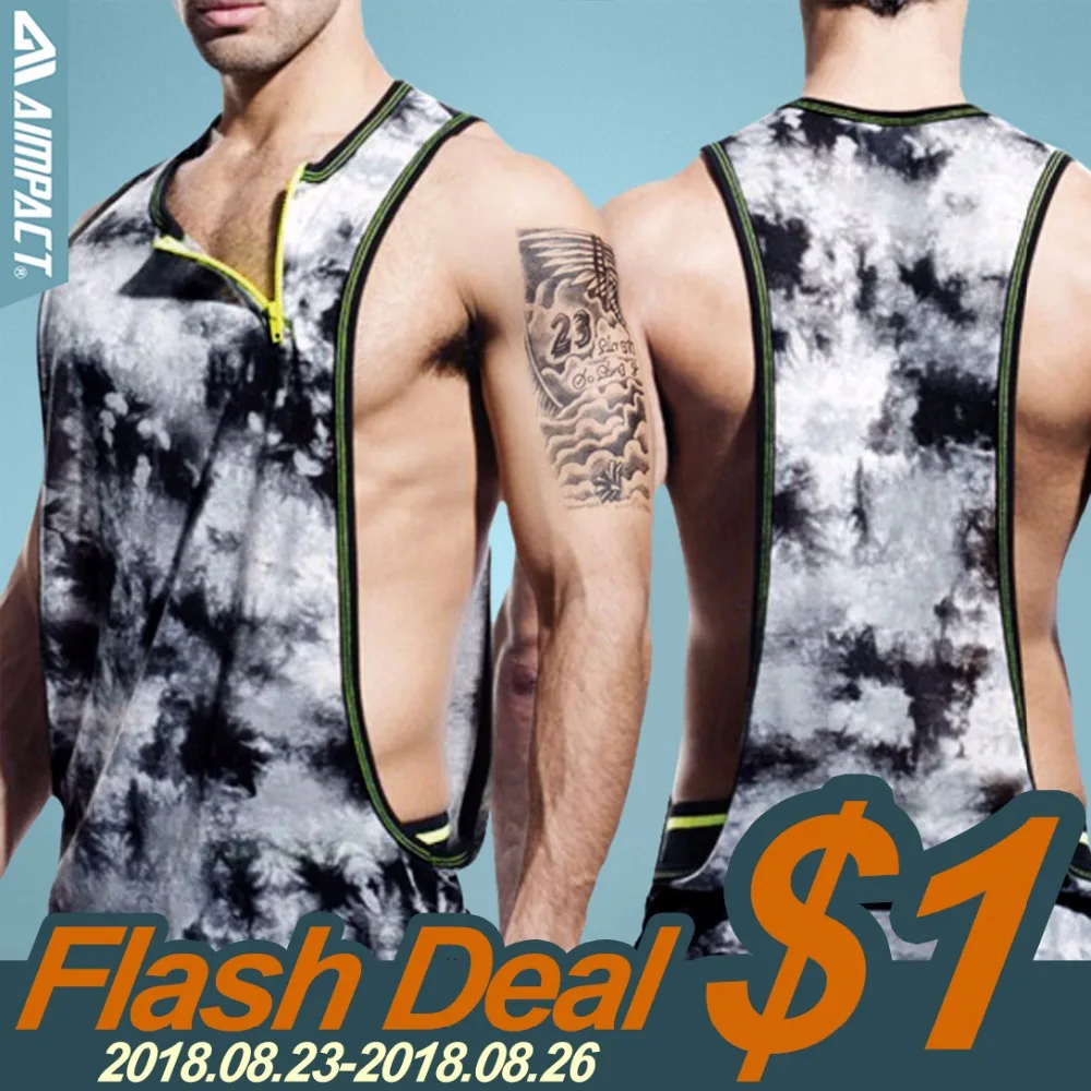 Buy Aimpact Men's Cotton Vigor Tank Tops Low Cut Side