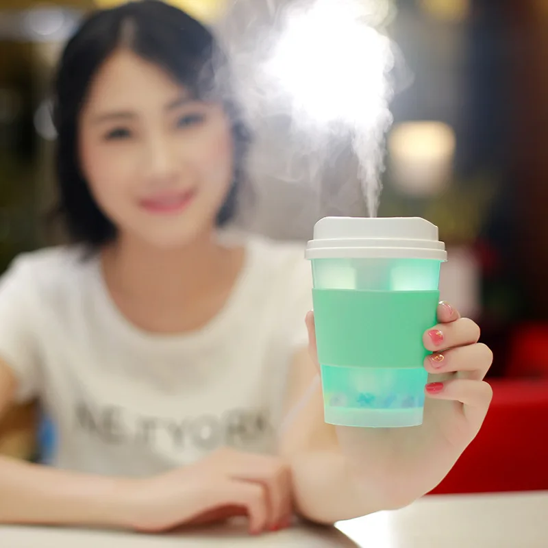 

300ML Air Humidifier USB Ultrasonic Humidifier Mini Aroma Diffuser Air Purifier LED Lights Humidificador Cup Home Car 35D