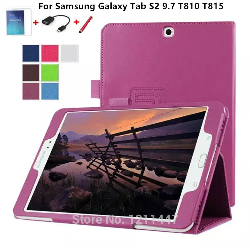 Смарт чехол для Samsung Galaxy Tab S2 9 7 дюйма T810 T815 Магнитный кожаный планшета + протекторы