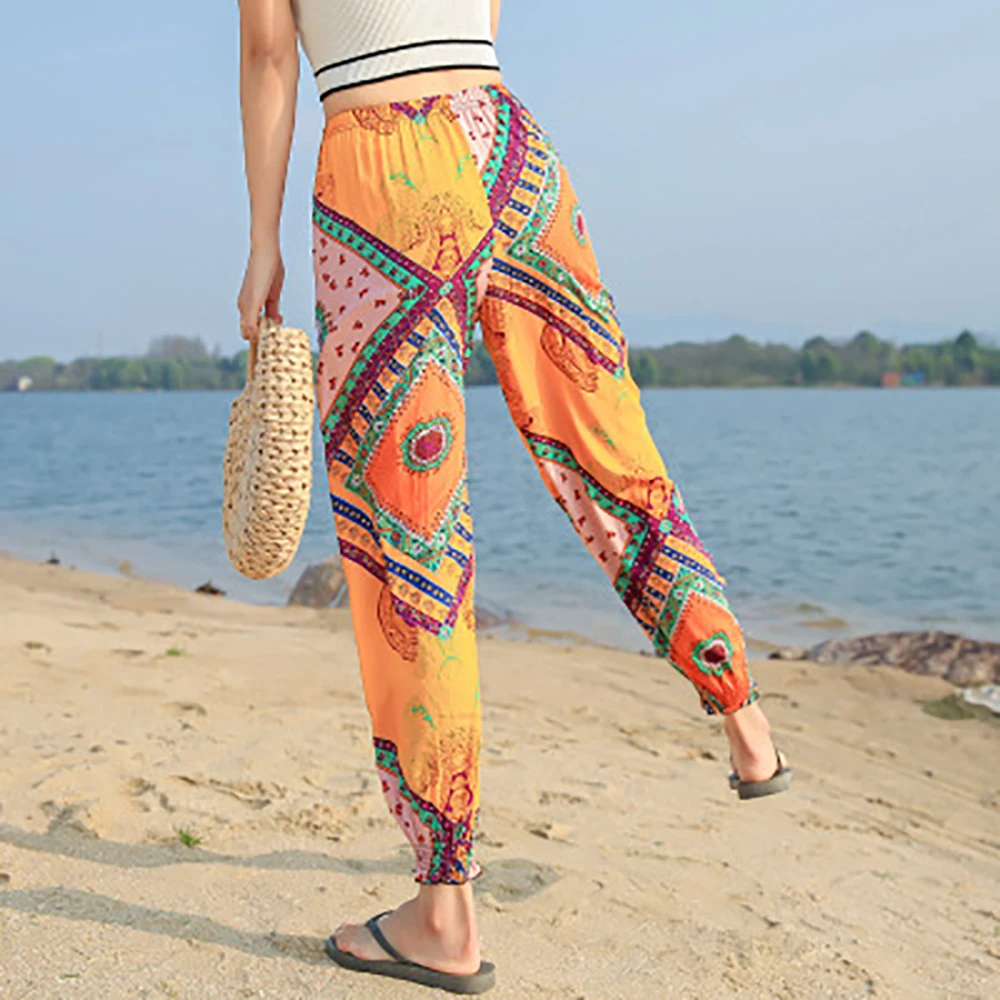

Wholesale Loose Women Seamless Yoga Pants Sport Trousers Workout Dancing Running Beach Pant Flower Stripe Gym Harem Pant