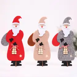 Чувствовал ткань деревянный Санта Клаус украшения Детские подарки Рождественские украшения Новогодние украшения