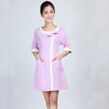 

2 Color Medical Uniforms Nursing Scrubs Clothes for Women Short Sleeve Doctor Clothing Uniformes Hospital Women Work Dress