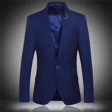 Модная новинка,, мужской повседневный пиджак, мужской однотонный костюм на одной пуговице
