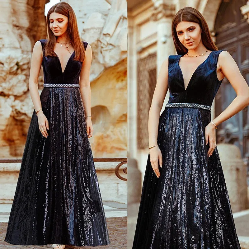 Evening Dresses Long Ever Pretty EP07840 Sexy Deep V-neck Beading Sequined Sparkle New Formal Party Gowns 2019 Abendkleider Evening Dresses Long Ever Pretty EP07840 Sexy Deep V-neck Beading Sequined Sparkle New Formal Party Gowns 2019 Abendkleider