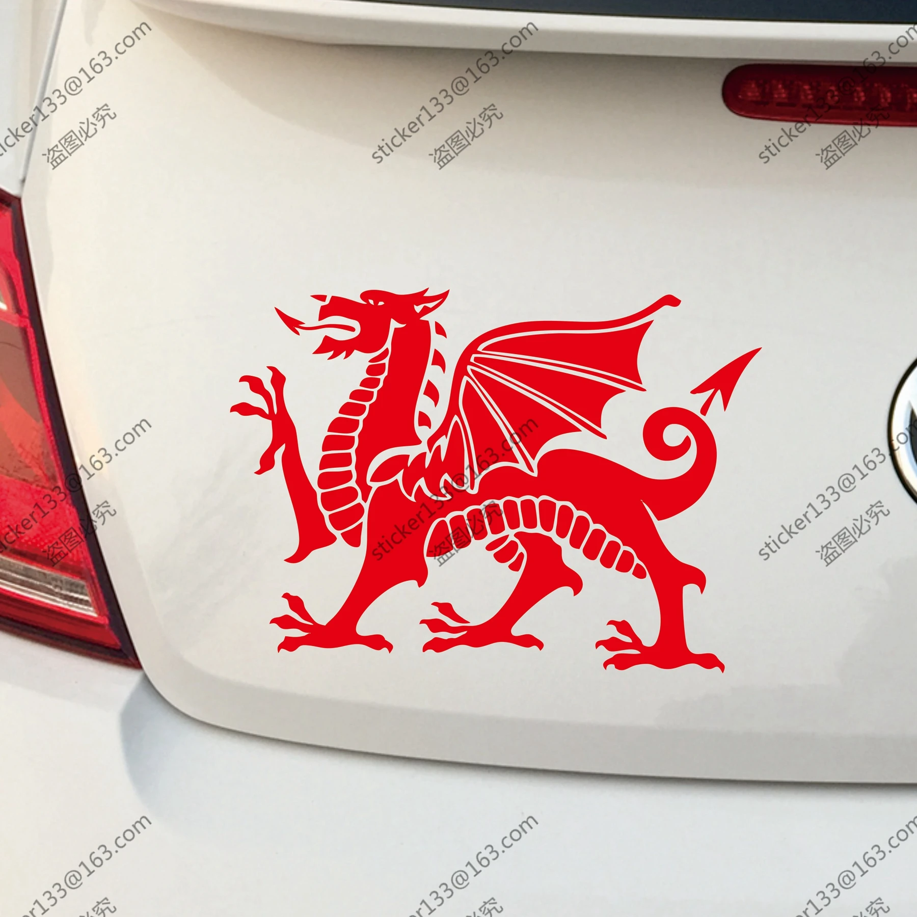 Online Wales Dragon Stiker Bagasi Mobil Vinyl Welsh Y Ddraig Goch Die Cut
