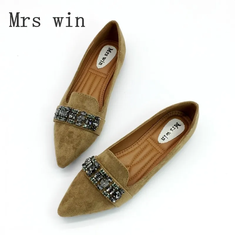 

3 Color Spring Autumn Women Ballet Flats Shoes Pointed Toe Slip-On Crystal Woman Single Shoes Ladies Comfortable Zapatos Mujer