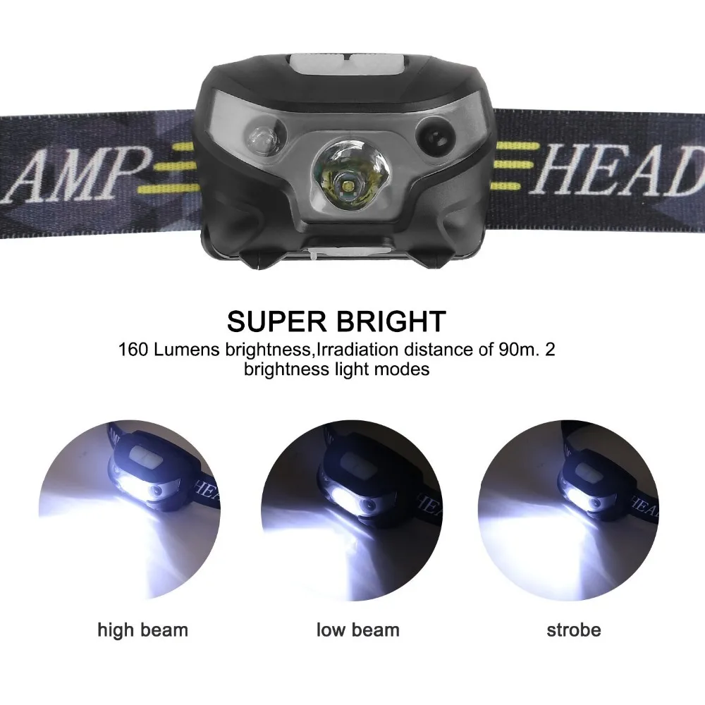 Новые перезаряжаемые светодиодные мини-фары головной светильник датчик движения тела светодиодный налобный фонарь для кемпинга вспышка светильник водонепроницаемый для бега светильник