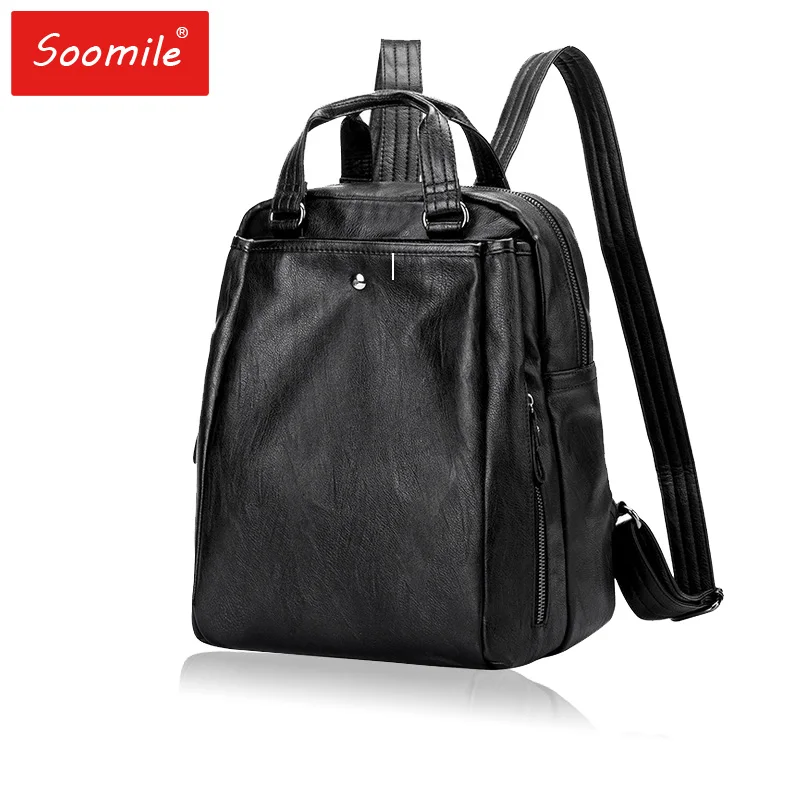 

Genuine leather Women Backpacks 2018 fashion black leather Backpacks student bags For Teenagers Girls Female Travel Back Pack