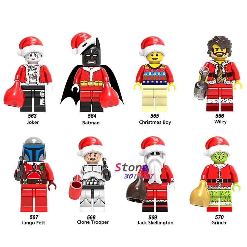 

Single santa Christmas Boy Joker Wiley Jango Fett Jack Skellington Clone Trooper building blocks models bricks toys for children