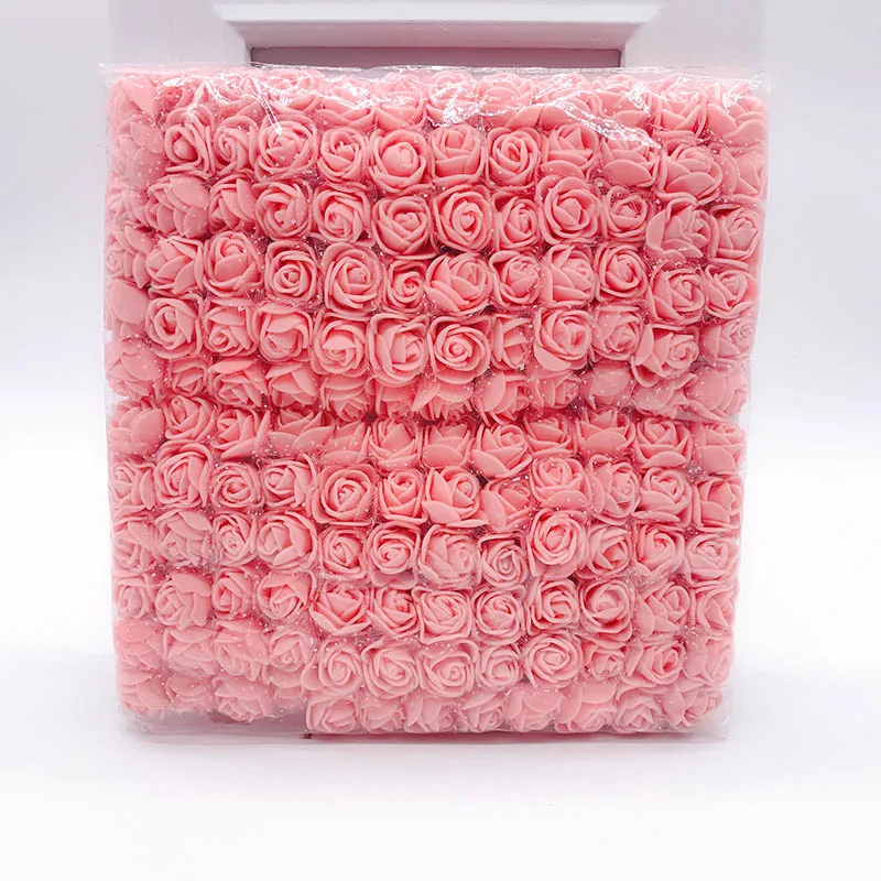 144 шт./пакет мини PE многоцветный поддельные пены розы Искусственные цветы дешевые Рождественский венок Декор для дома Свадебные diy подарки