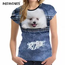INSTANTARTS джинсовая Спортивная футболка с принтом животных для фитнеса с коротким рукавом женская Беговая быстросохнущая Набор спортивного Трико Топы Одежда