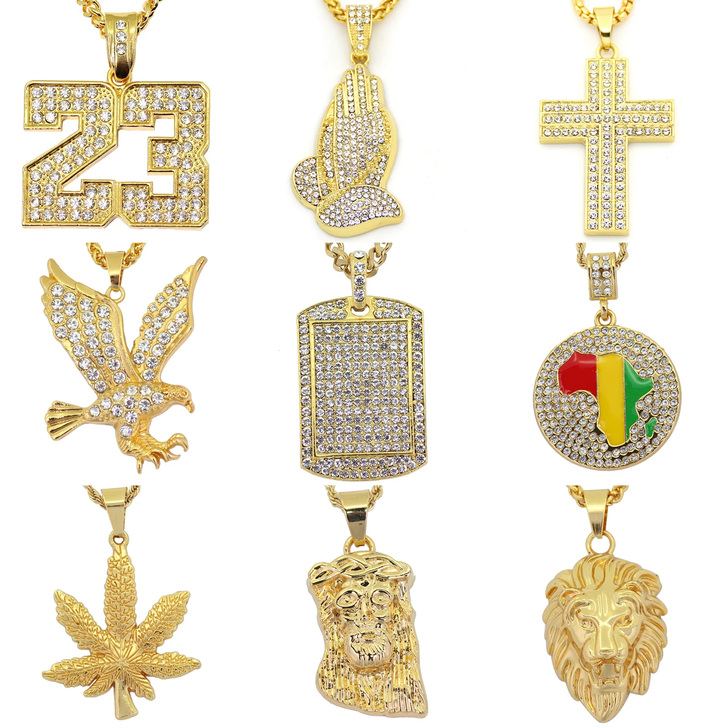 

Clearance Sale 26 styles Wholesale Hip Hop Crystal eagle Pendant Necklace Jewelry for men ICED OUT BLING BLING N03