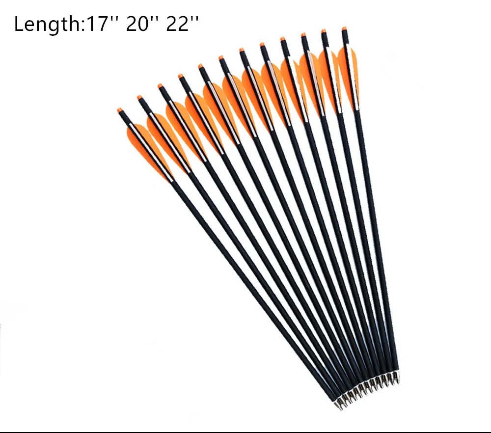 

6pcs New 17 inch 20 inch 22 inch Crossbow Bolts Carbon Arrow With Red Vans and Removable Arrowhead/Tip For Hunting