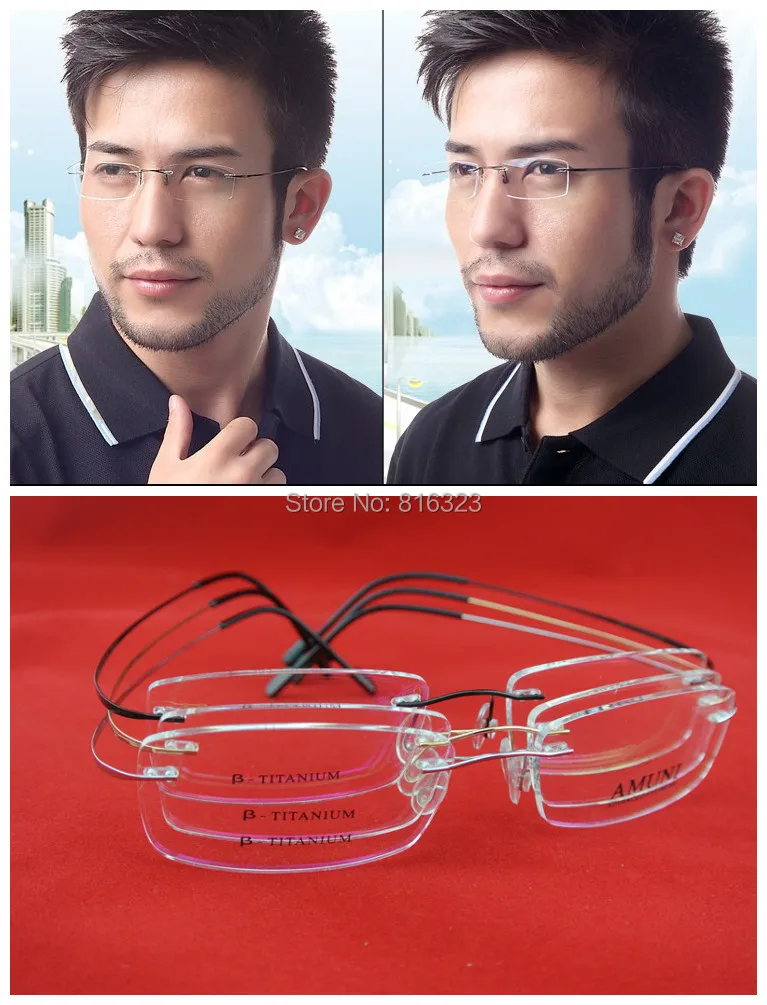 

100% Titanium Eyeglass Frames Rimless 7g Glasses Eyeglasses Optic 4 colors RX