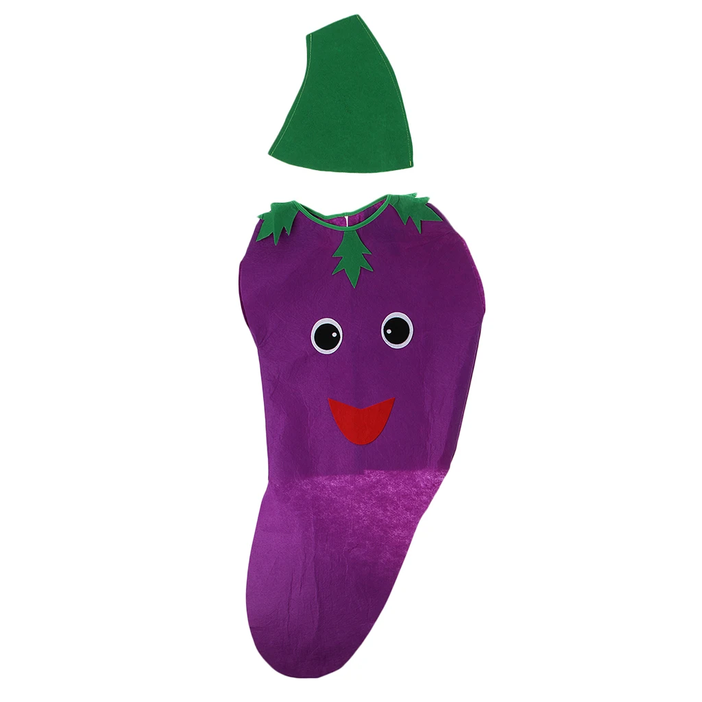Kids Eggplant Costume Non-woven Fabric Vegetable Outfit Party Fancy Dress