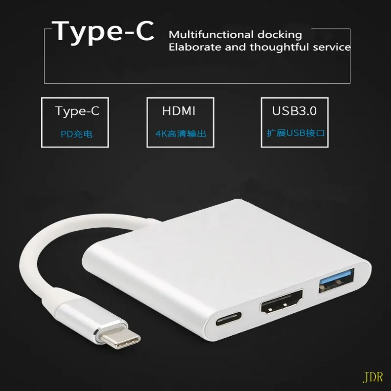 

100Pcs Manufacturer direct selling Type C to HDMI aluminum alloy connection Type -C high definition conversion line 4K data line