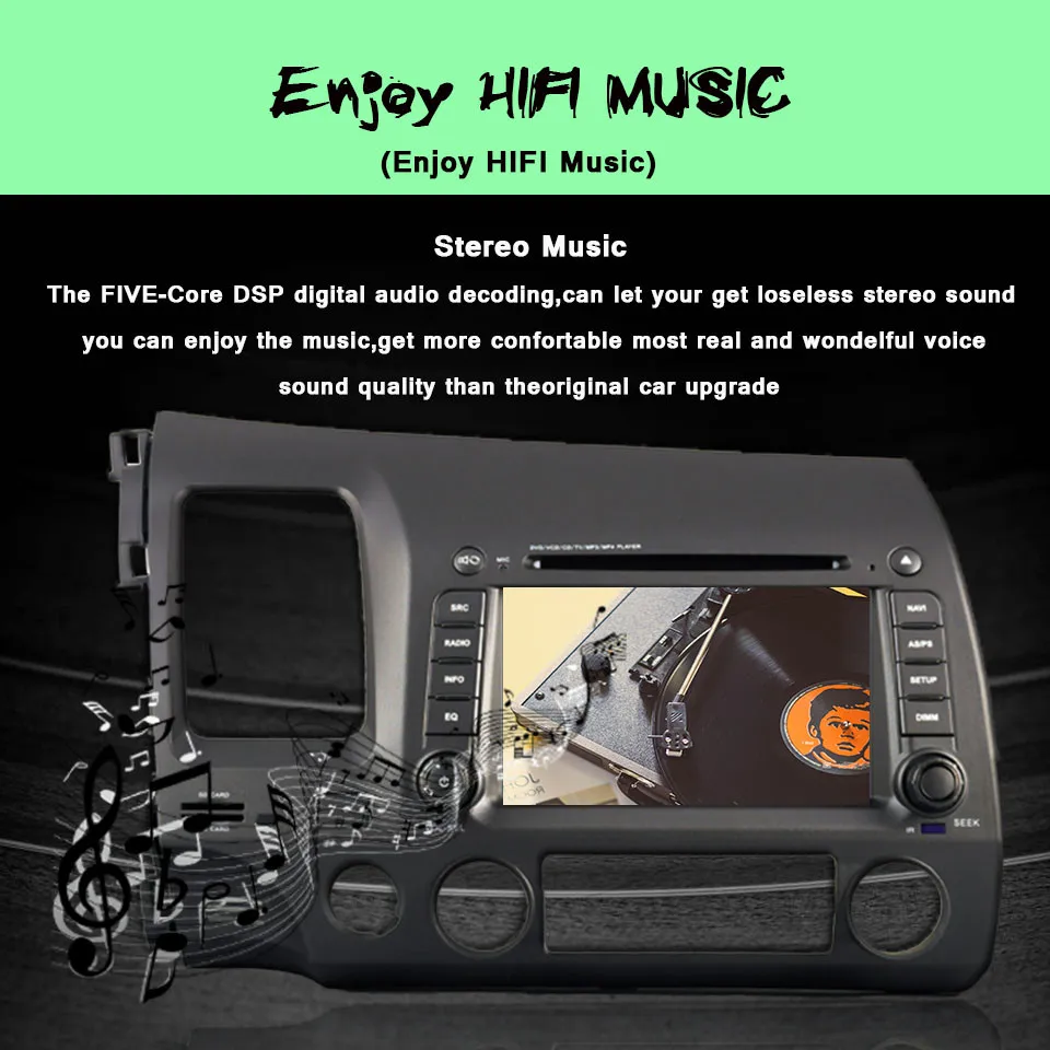Flash Deal Deckless CAPACTIVE HD Screen Android 9.0 For honda CIVIC 2006-2011 Car DVD Navigation GPS HD FD Radio wifi obd2 MP3 player 2DIN 5