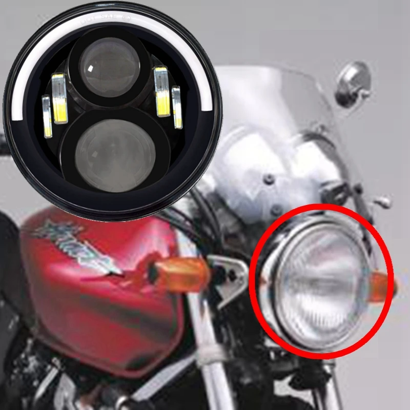 

7 inch Round LED Motorcycle Head Light 7"Led Headlight Lamp with Angle Eye For Honda CB400 CB500 CB1300