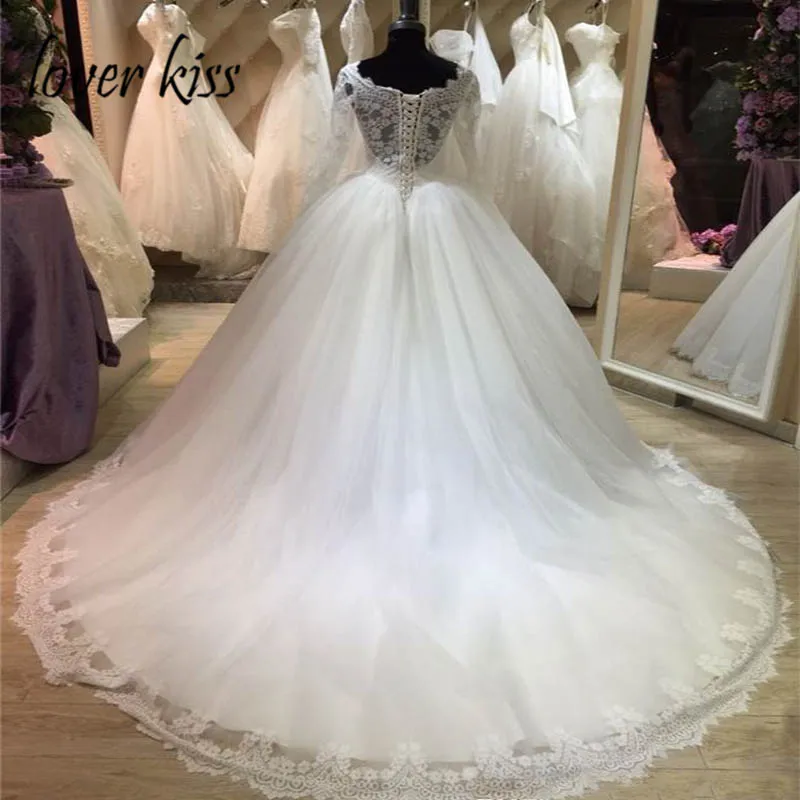 Lover Kiss Vestido De Noiva свадебное платье принцессы с длинными рукавами на шнуровке сзади свадебные бальные платья плюс размер халат de princesse