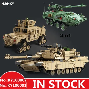 

H&HXY Building Blocks Military Theme Tank M1A2 ABRAMS MBT KY10000 1 Change 2 Toys 1463pcs KY 10001 1672pcs 3 in 1 Tank Models