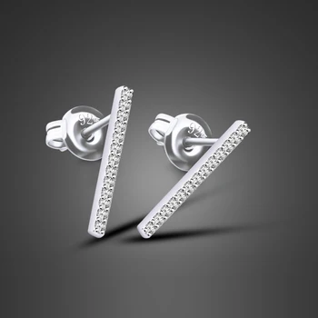 

Fashion Long Stud Earrings Shiny Zircon 100% 925 Sterling Silver Female Personality Charm Earrings Solid silver jewelry gift