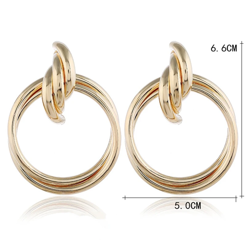 

Women Stud Earrings Gold Sliver New Design Ladies Simple Double Twisted Ring Personality Cold Wind Thread Business Jewelry
