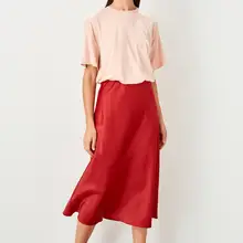 Юбка из бордового атласа Trendyol TOFSS19WX0013