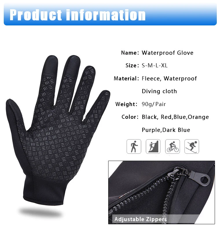 Kyncilor противоскользящие ветрозащитные теплые сенсорные перчатки дышащие тактильные зимние перчатки мужские и женские черные перчатки на молнии