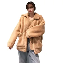 Меховая Свободная Женская куртка, Весенняя женская куртка с отложным воротником, осенняя Женская пушистая куртка для женщин, Женское пальто на молнии