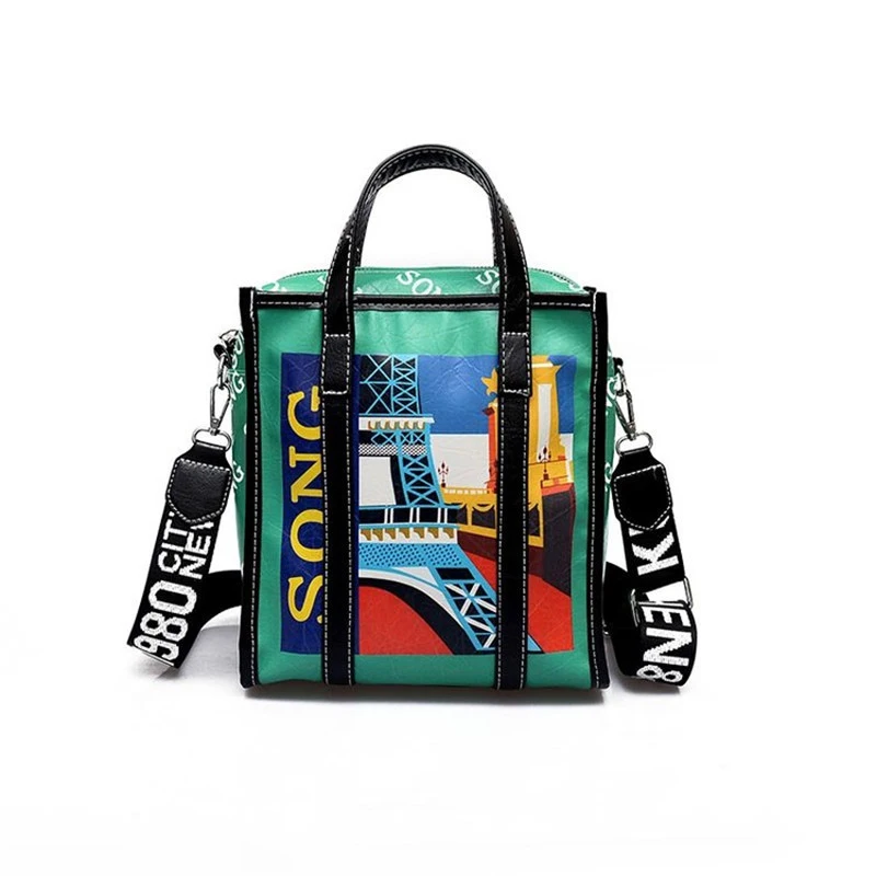 Women Designer Leather Handbag Female Cartoon Painting Messenger Shoulder Bags Lady INS Fashion Crossbody Bag Party Purse SS7360 (27)