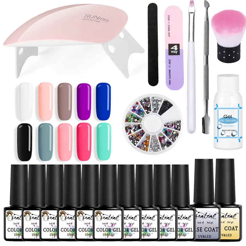 

Set For Manicure Nail Gel Polish Kit UV Gel Varnish Set 6W UV LED Lamp 10 Color Nail Art Kit Set Dryer Machine Tools Brush