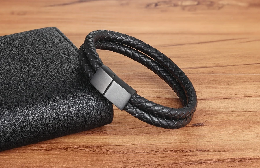 TYO индивидуальный браслет из натуральной кожи двойной слой черный браслет для женщин унисекс аксессуары ювелирные изделия для дня рождения подарок