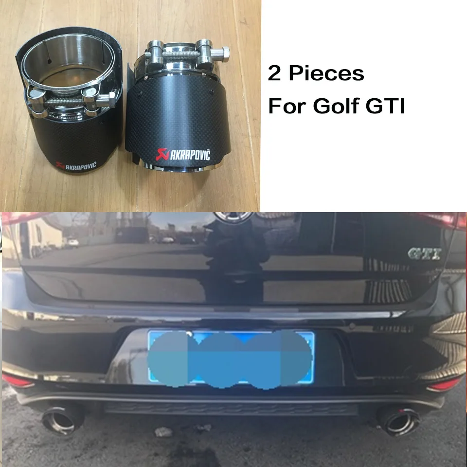 Углерода Fibeer Akrapovic советы выхлопных труб для BMW F30 320i 328i BMW X1 VW Golf GTI VOLVO S60 XC60 V40 V60 аксессуары - Цвет: For Golf GTI