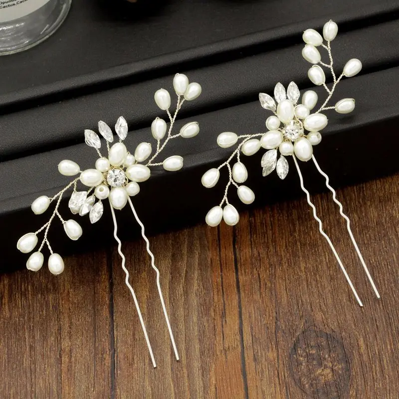 Fashion Bridal Hair Accessories Pearl Hair Clip Flower Wedding Comb Crystal Hairpins Clips Bridesmaid for Hair Clips Jewelry  (3)