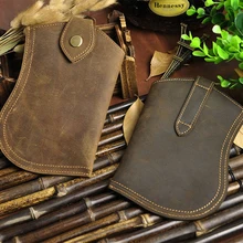 Новинка, Мужская поясная сумка, чехол для телефона, кошелек из натуральной кожи, винтажная Мужская поясная сумка Crazy Horse из воловьей кожи