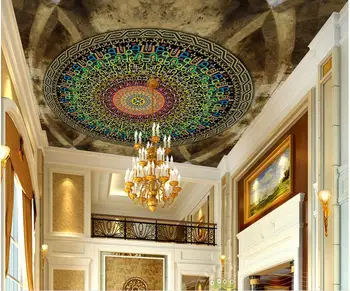 

Customize 3D Wallpaper Murals Ceiling Pattern 3D Stereoscopic Wallpaper Multicolored Circle Wallpaper Ceiling