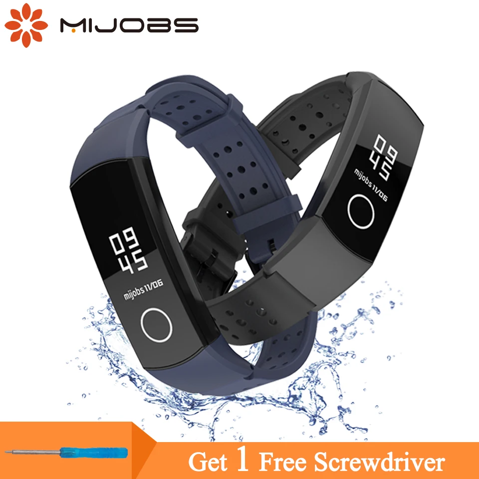 

Mijobs Silicone Wrist Strap for Huawei Honor Band 4 Standard Version Smart Wristband Sport Bracelet for Correa Honor Band 4