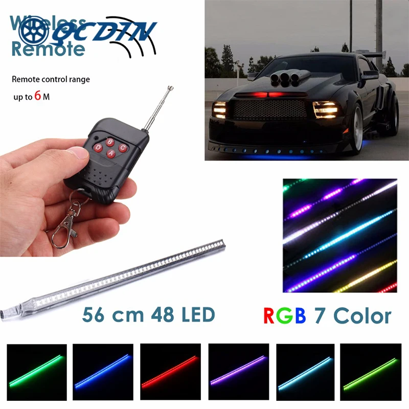 Qcdin 48 Smd 60Cm Rgb Led Knight Rider Scanner Light Bar Scanner Strip Kit Con Telecomando Wireless