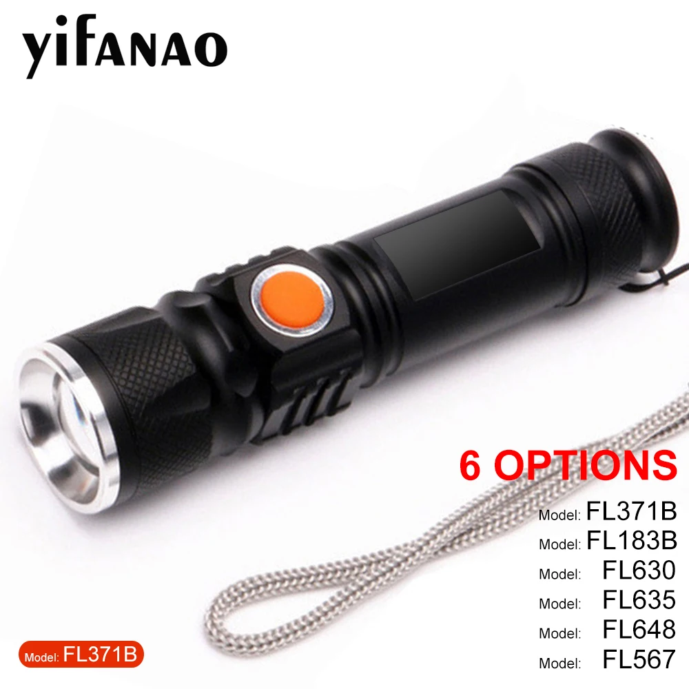 

8000LUMS COB Led Flashlight Built-in Battery Mini Torch USB Lamp Zoom Rechargeable XPE+COB Muti Modes Flashlights White Light