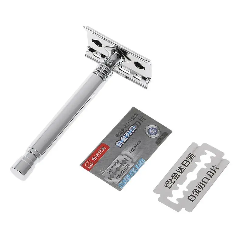 

1 Set Safety Manual Razor Double Edge Blade Replacement Men Beard Trimming Facial Hair Mustache Remove Home Accessory
