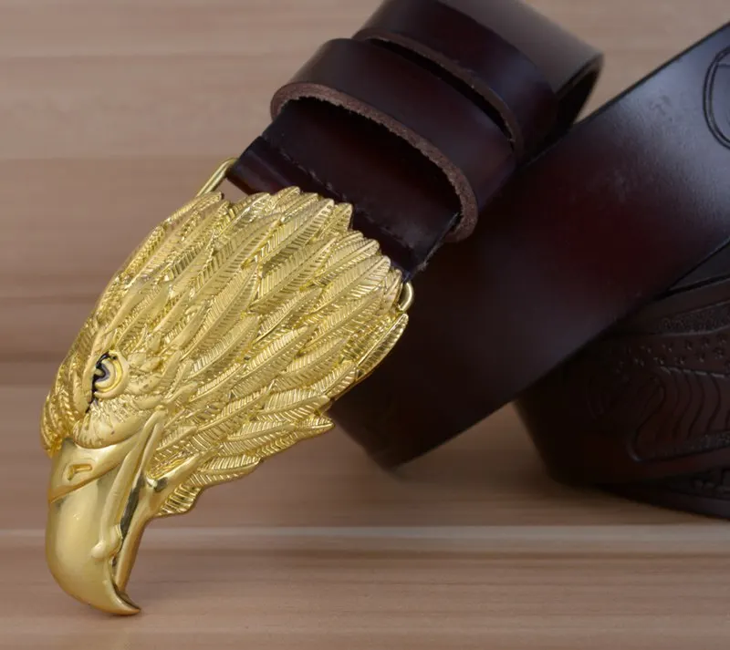 blue leather belt Eagle Designers Luxury Fashion Vintage Male Strap Brand Genuine Leather Belts for Men Punk Cowskin for Jeans Cintos Ceinture brown dress belt