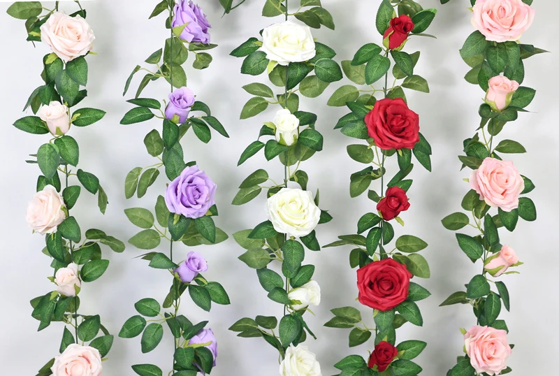 JAROWN Artificial 2m Multi Flower High Quality Rose Vine Fake Flower European Rose Home Wall Hanging Rattan Wedding Decor Flores (26)