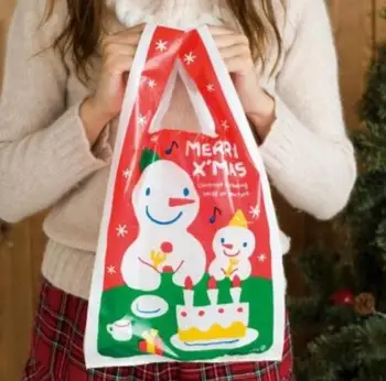 

18*35cm 50Pcs Creative Christmas Gift Bag Snowman Xmas Party Holiday Cookie Candy Fudge Shopping Plastic Gift Bag