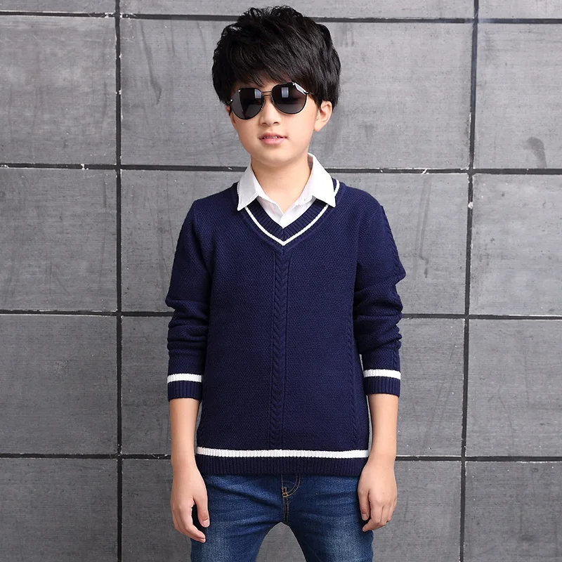 

2018 Children's sweater Winter new Keep warm Cashmere boy sweater V-collar Kids for boys Children's clothing Winter clothing