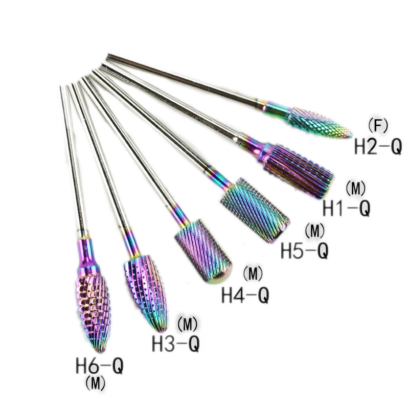 

Rainbow Tungsten Carbide Nail Drill Bit 3/32" Cuticle Clean Burr Bits For Manicure Gel Removal Nail Drill Accessories