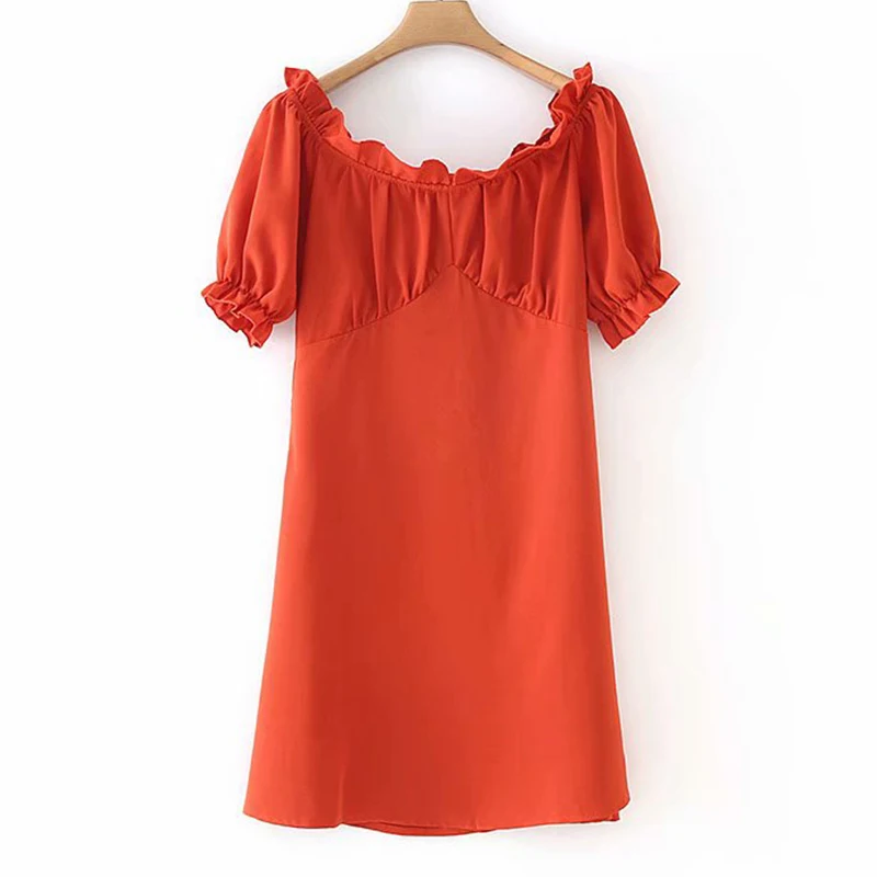 Women's Clothing Dress 2019 One-Necked Strapless Halter Lantern Sleeve Dress Ms Summer Street Sexy Slim Fit Temperament Clothing