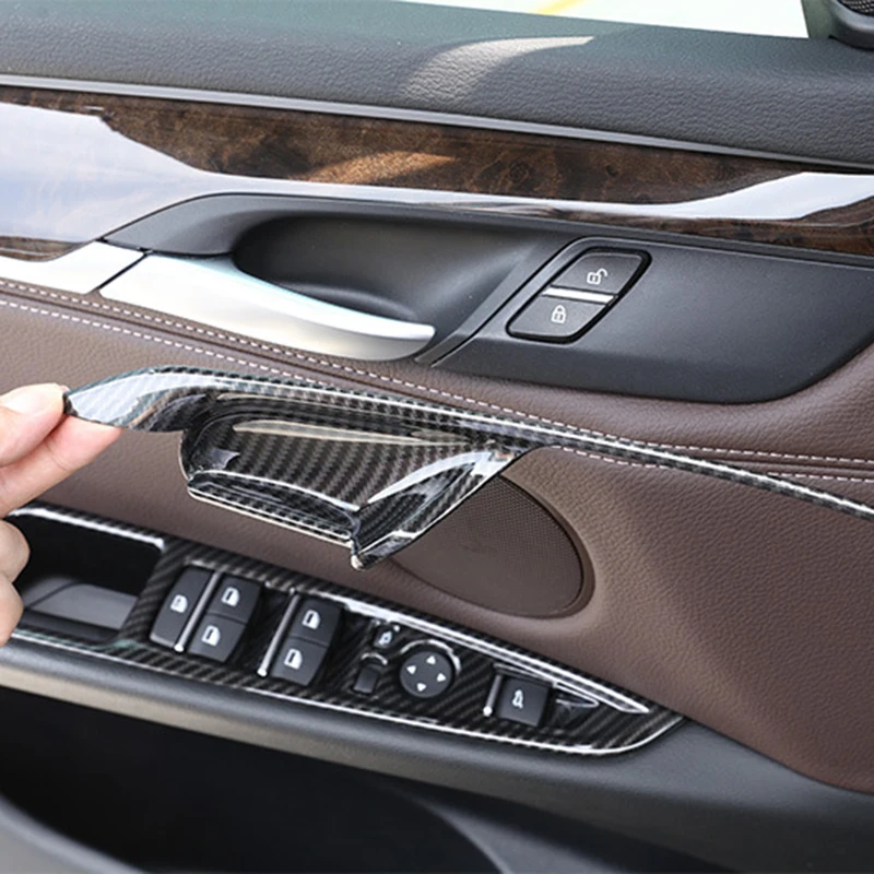 

For BMW X5 F15 X6 F16 2015-2018 Carbon Fiber Inner Door Handle Bowl Cover Trim