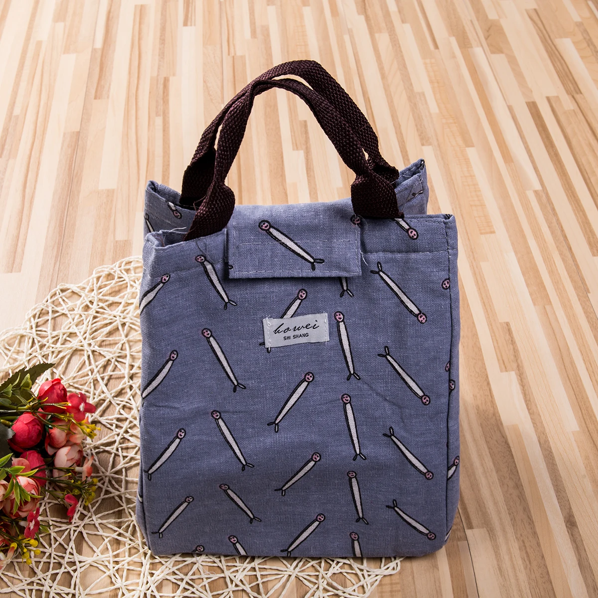 

Thermal Insulated Lunch Box Floral Bag Tote Bento Pouch Lunch Container Portable