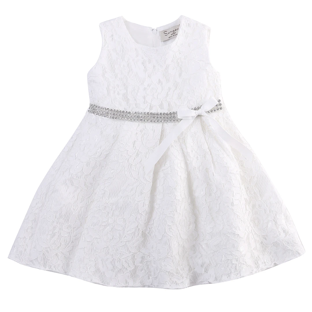 

2018 New Baby Girls Dress Summer Kids Clothing Sleeveless Ball Gown Party Dress Flower Bow Child Princess Dresses 2-7Y