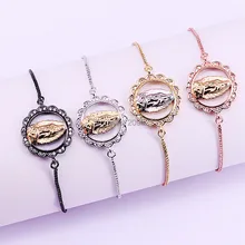 10 шт. для Для женщин Шарм Браслеты Micro Pave CZ Jesus разъем Браслеты регулируемый в 4 вида цветов